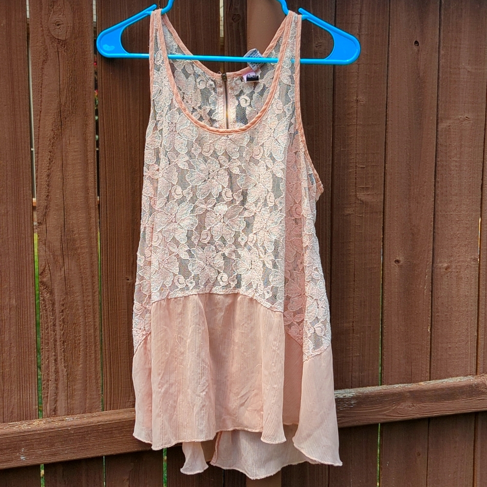 Love on a hanger sheer pink lace tank top